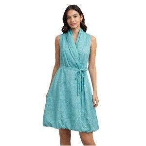 Puro Lino Made In Italy 100% Linen Dress Size M Beach Lagenlook Bubble Hem